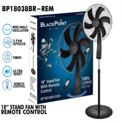 18 inch Adjustable Standing Fan with Remote Blackpoint - BP-18038BR-REM
